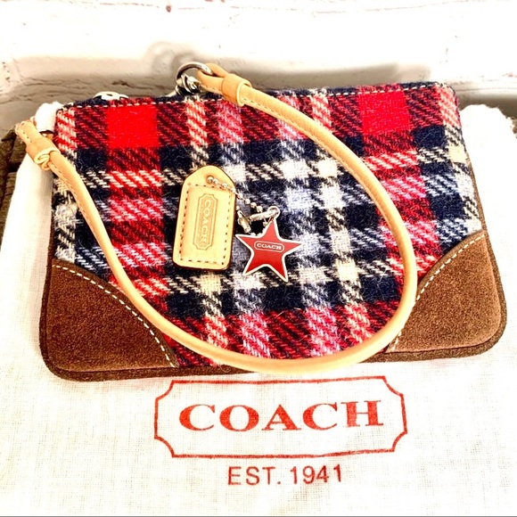 Coach Handbags - Coach Plaid Wool Wristlet Coin Change Purse(EUC)